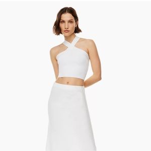 Aritzia Babaton SCULPT KNIT CRISS CROSS CROPPED TANK (White)